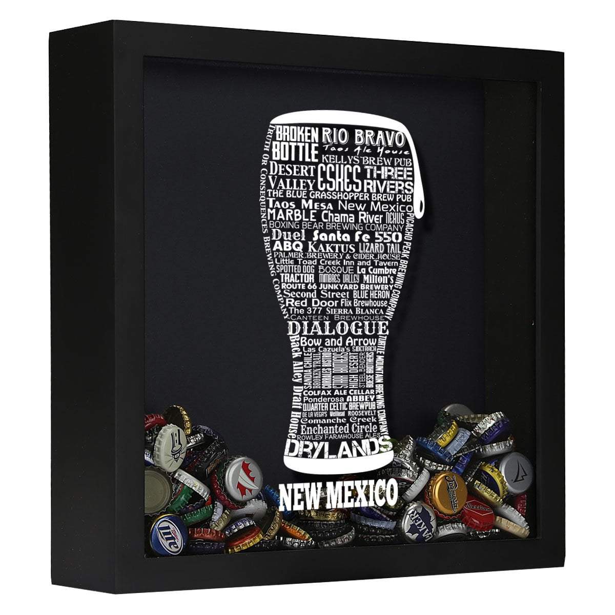 Torched Products Shadow Box Black New Mexico Beer Typography Shadow Box (779392942197)