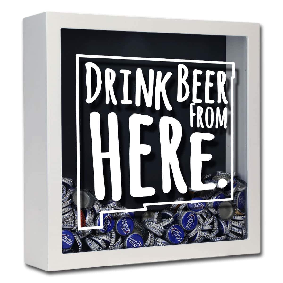 Torched Products Shadow Box White New Mexico Drink Beer From Here Beer Cap Shadow Box (781182304373)