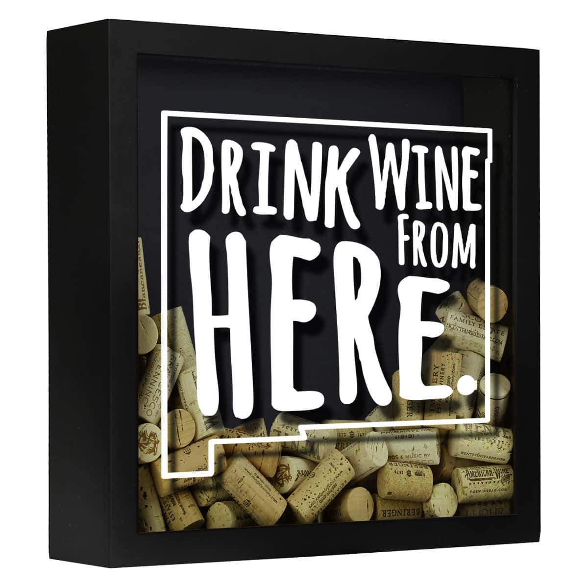 Torched Products Shadow Box Black New Mexico Drink Wine From Here Wine Cork Shadow Box (795768422517)