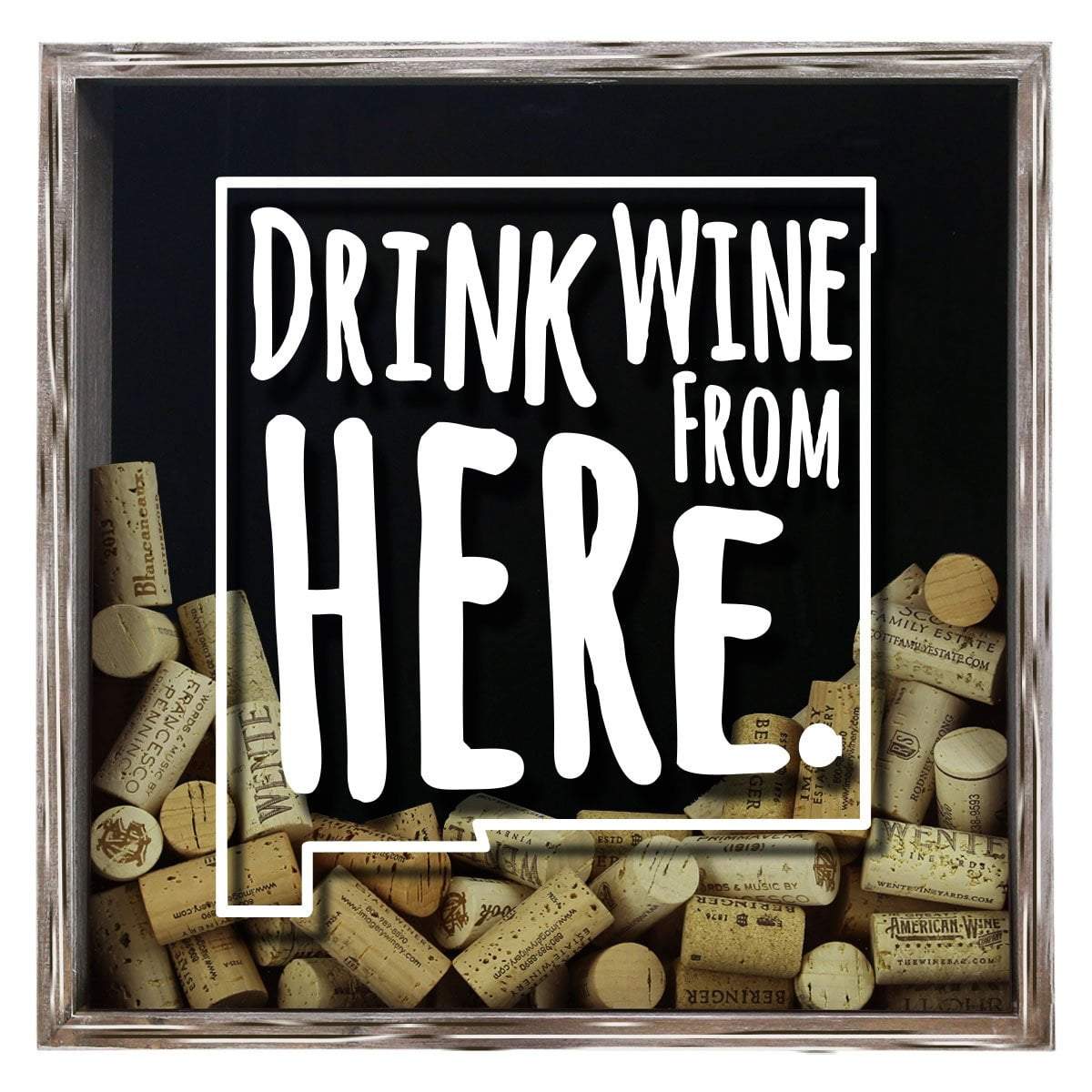 Torched Products Shadow Box Gray New Mexico Drink Wine From Here Wine Cork Shadow Box (795768422517)