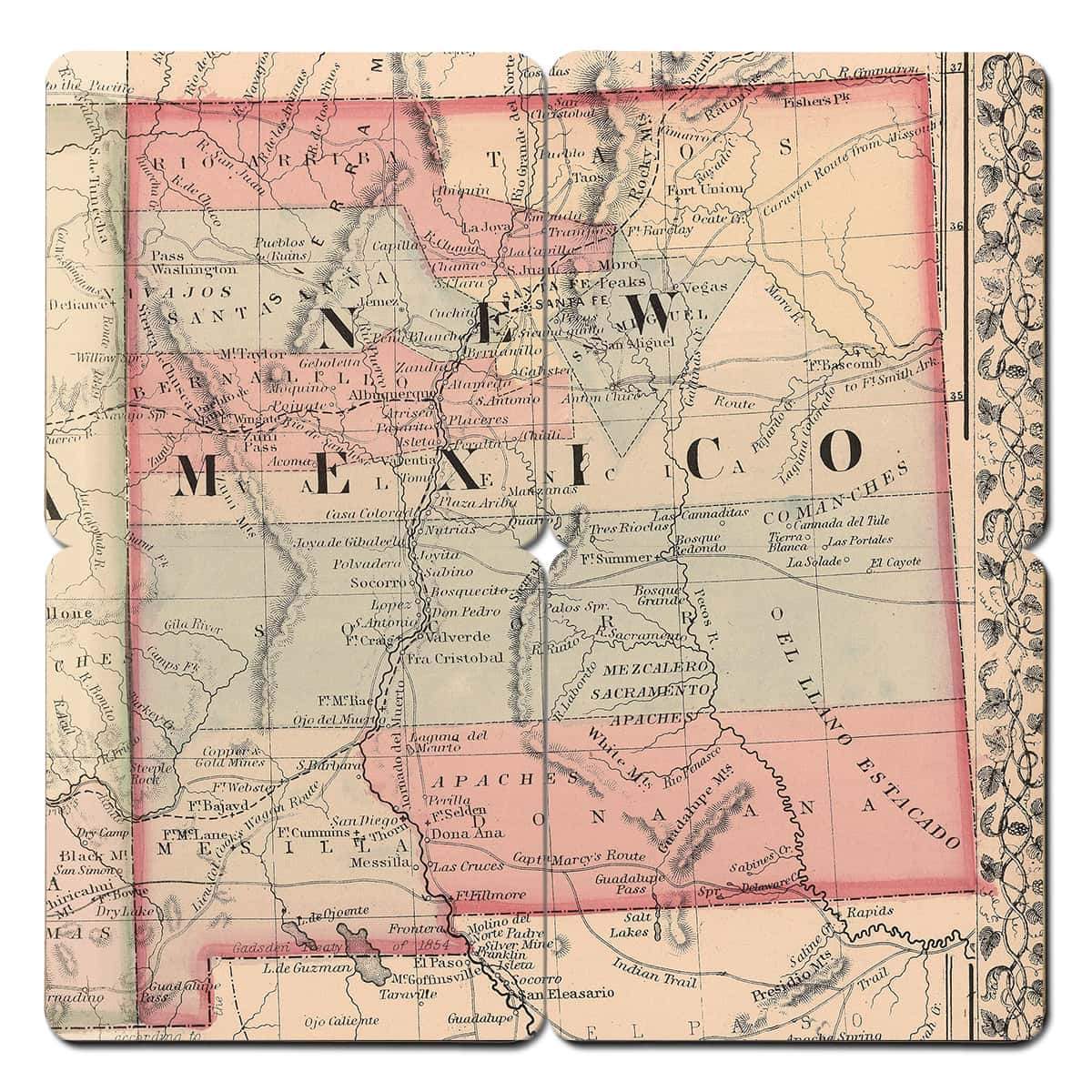 Torched Products Coasters New Mexico Old World Map Coaster (790595305589)