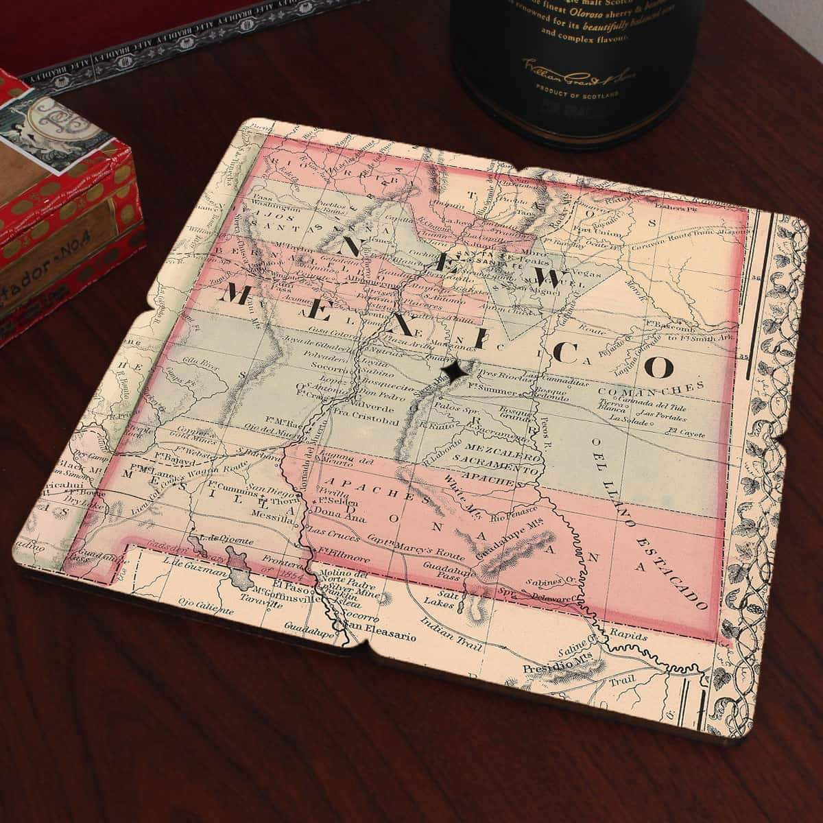 Torched Products Coasters New Mexico Old World Map Coaster (790595305589)