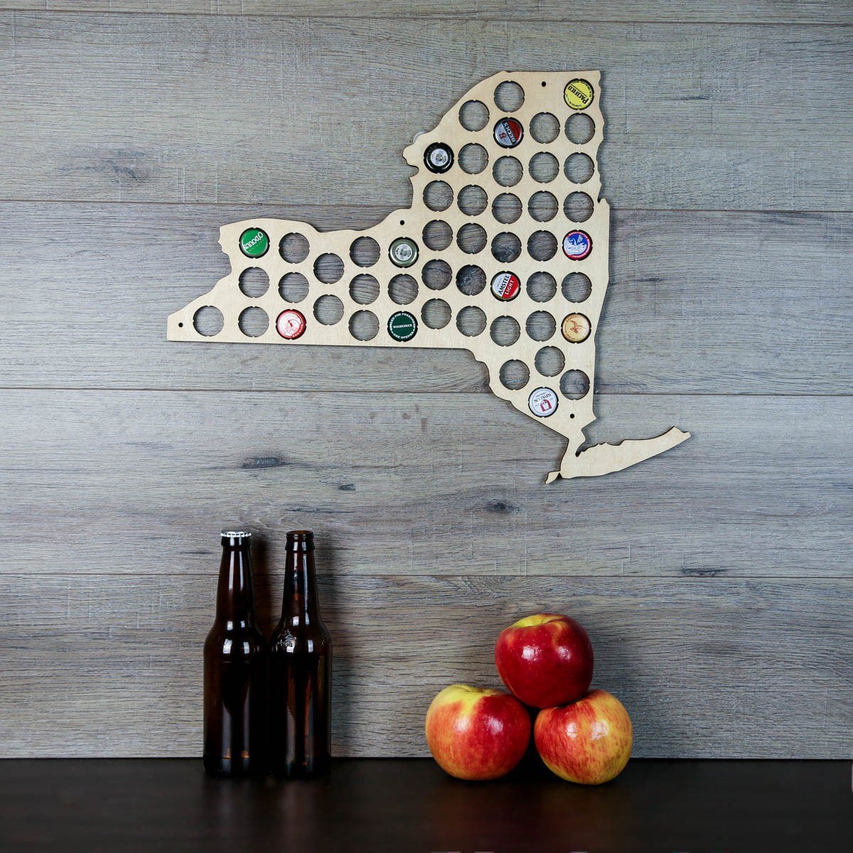 Torched Products Beer Bottle Cap Holder New York Beer Cap Map (777575497845)