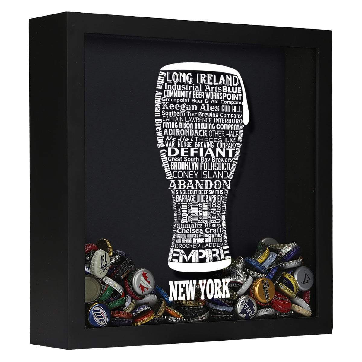 Torched Products Shadow Box Black New York Beer Typography Shadow Box (779428823157)