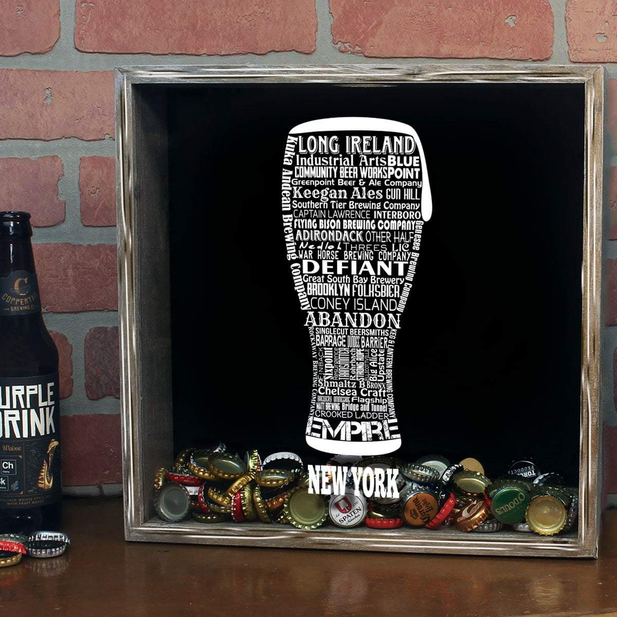 Torched Products Shadow Box New York Beer Typography Shadow Box (779428823157)