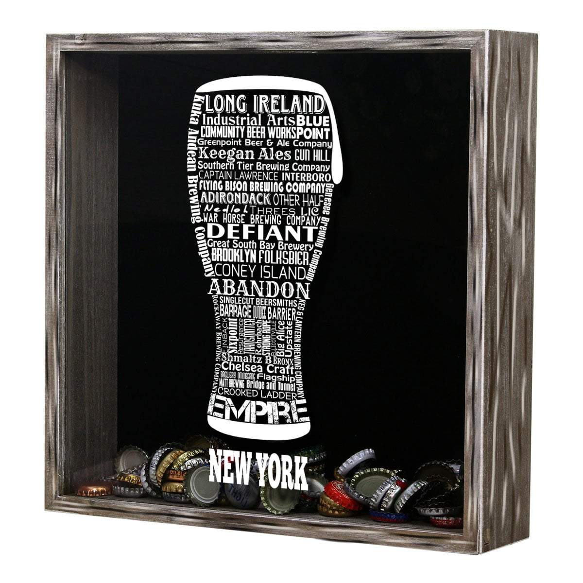 Torched Products Shadow Box New York Beer Typography Shadow Box (779428823157)