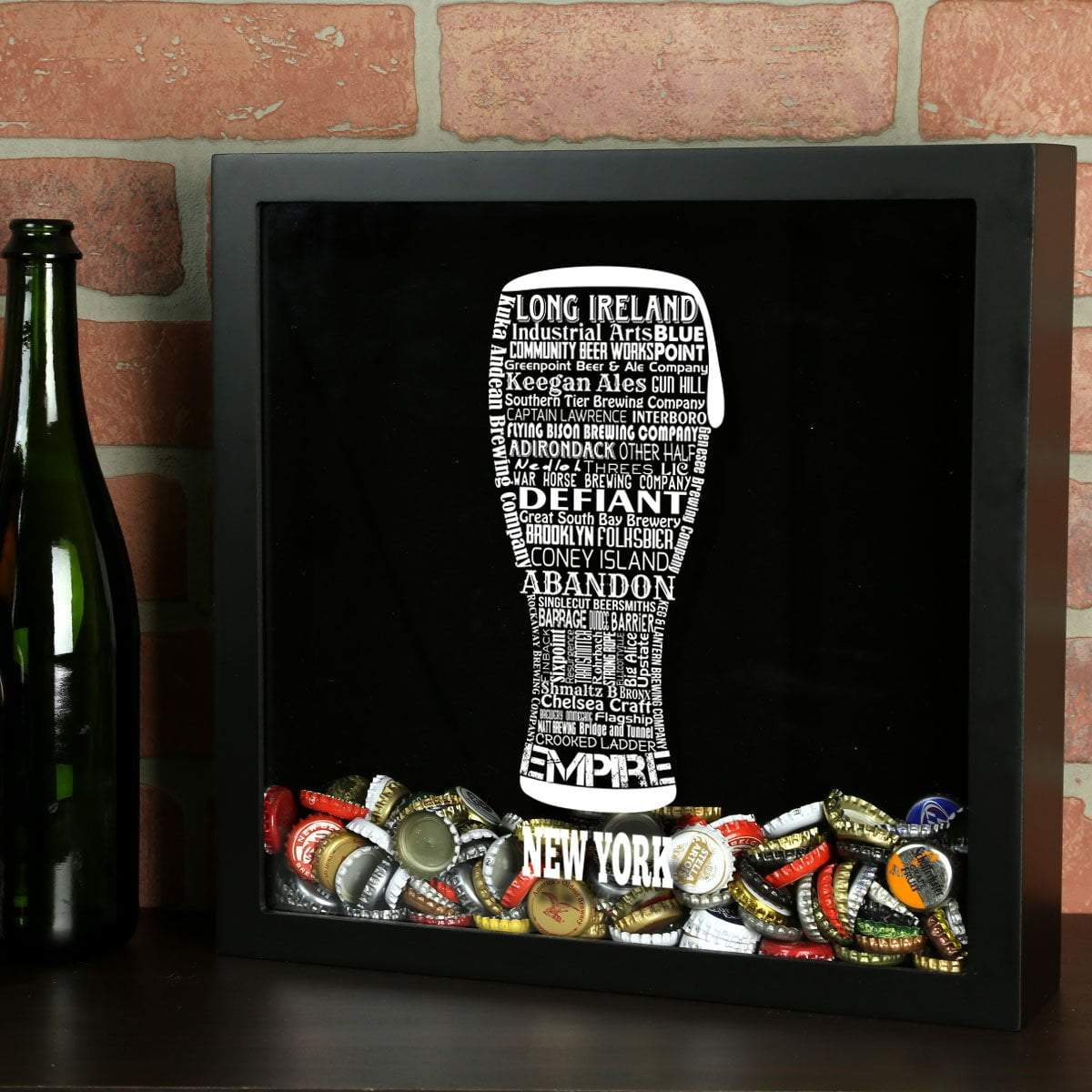 Torched Products Shadow Box Black New York Beer Typography Shadow Box (779428823157)