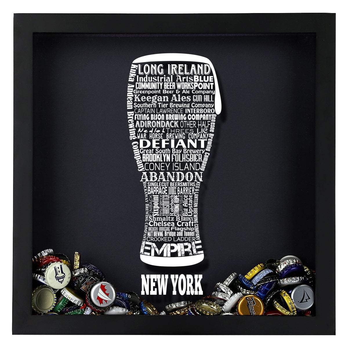 Torched Products Shadow Box New York Beer Typography Shadow Box (779428823157)