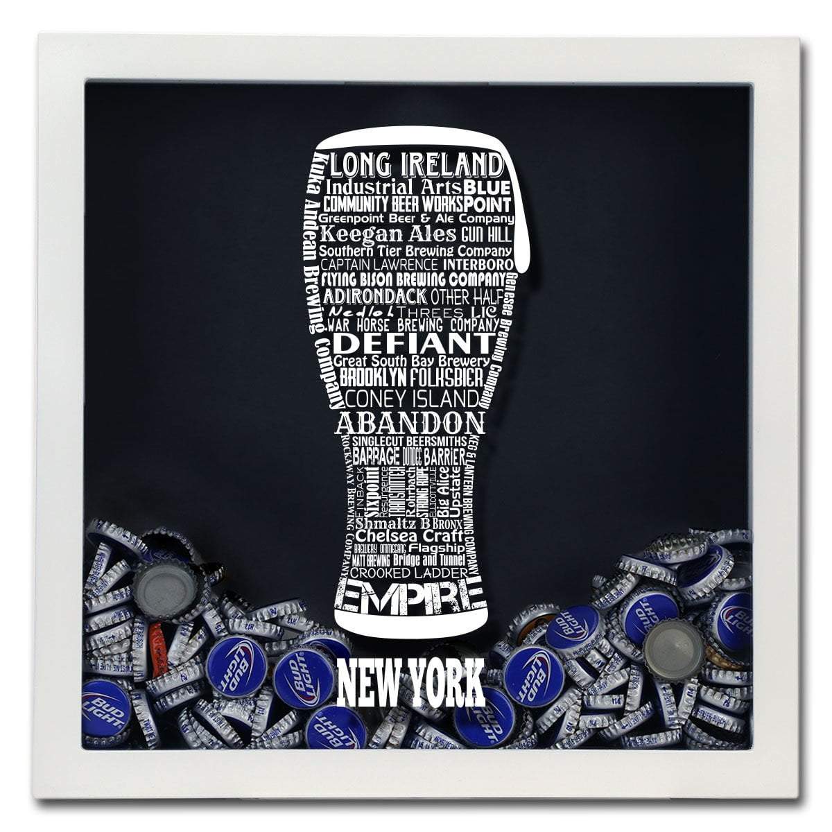 Torched Products Shadow Box New York Beer Typography Shadow Box (779428823157)