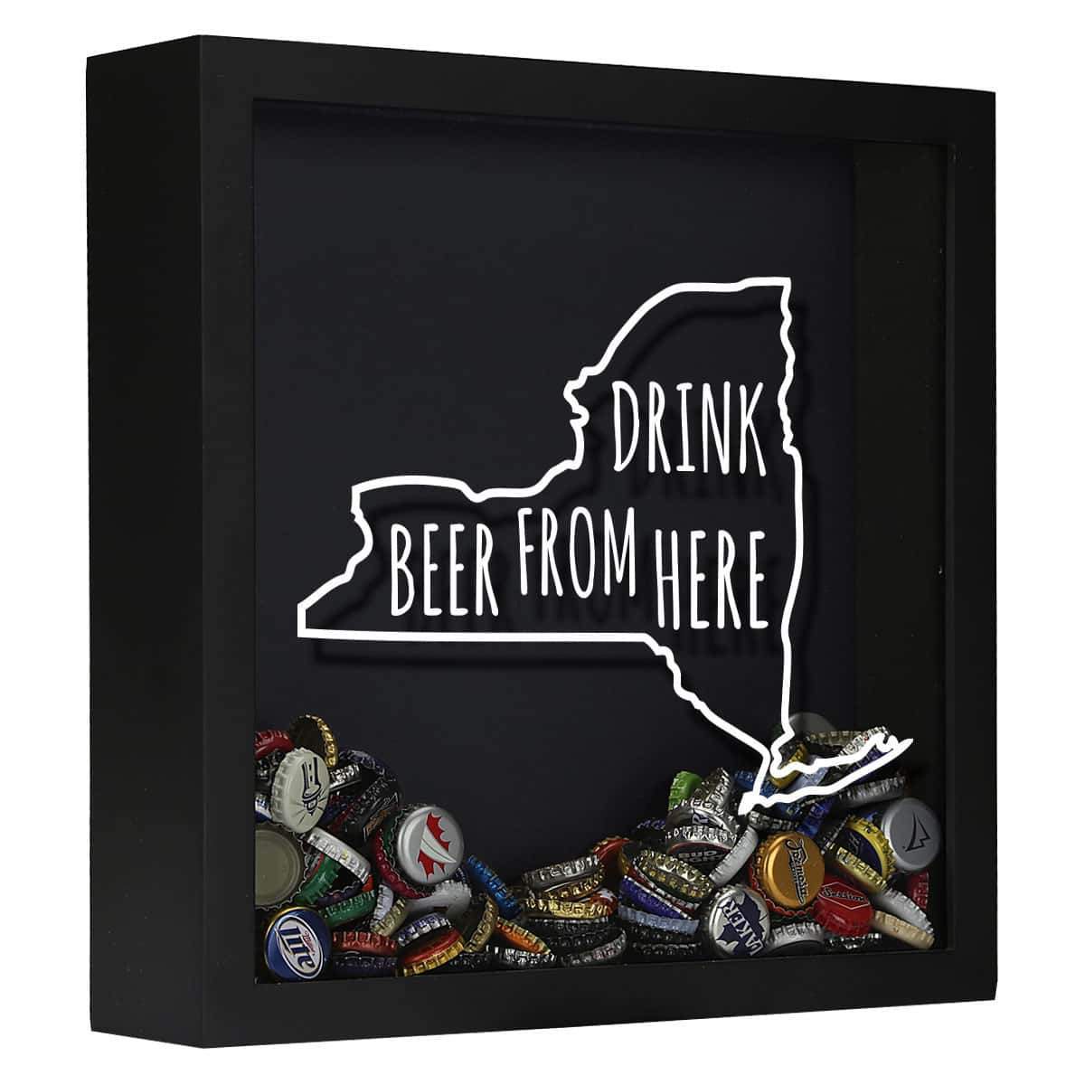 Torched Products Shadow Box Black New York Drink Beer From Here Beer Cap Shadow Box (781182500981)