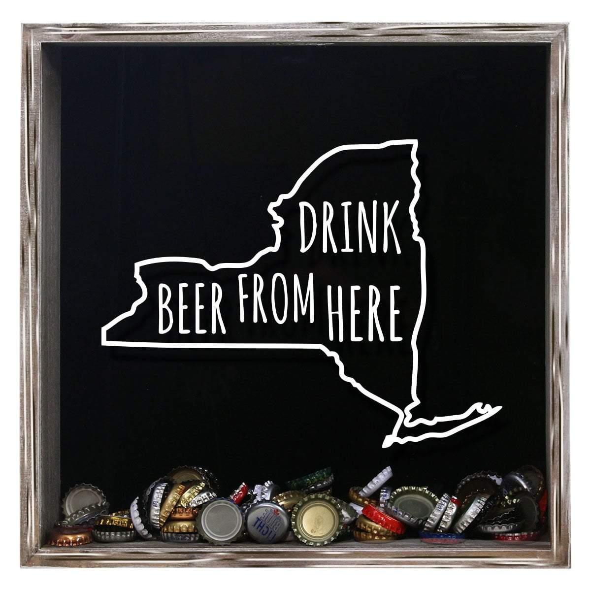Torched Products Shadow Box Gray New York Drink Beer From Here Beer Cap Shadow Box (781182500981)
