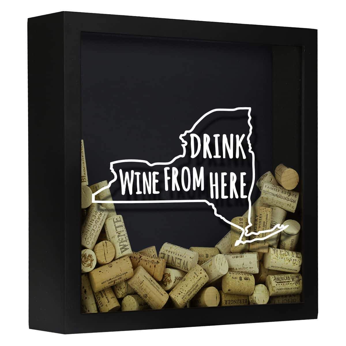 Torched Products Shadow Box Black New York Drink Wine From Here Wine Cork Shadow Box (795770749045)