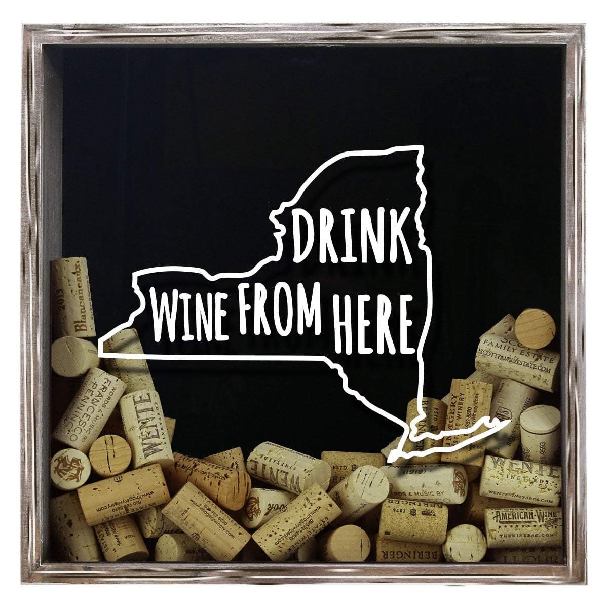 Torched Products Shadow Box Gray New York Drink Wine From Here Wine Cork Shadow Box (795770749045)
