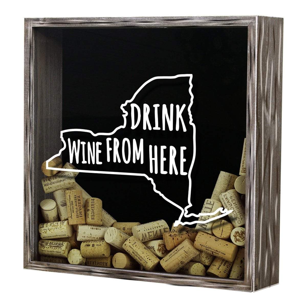 Torched Products Shadow Box New York Drink Wine From Here Wine Cork Shadow Box (795770749045)