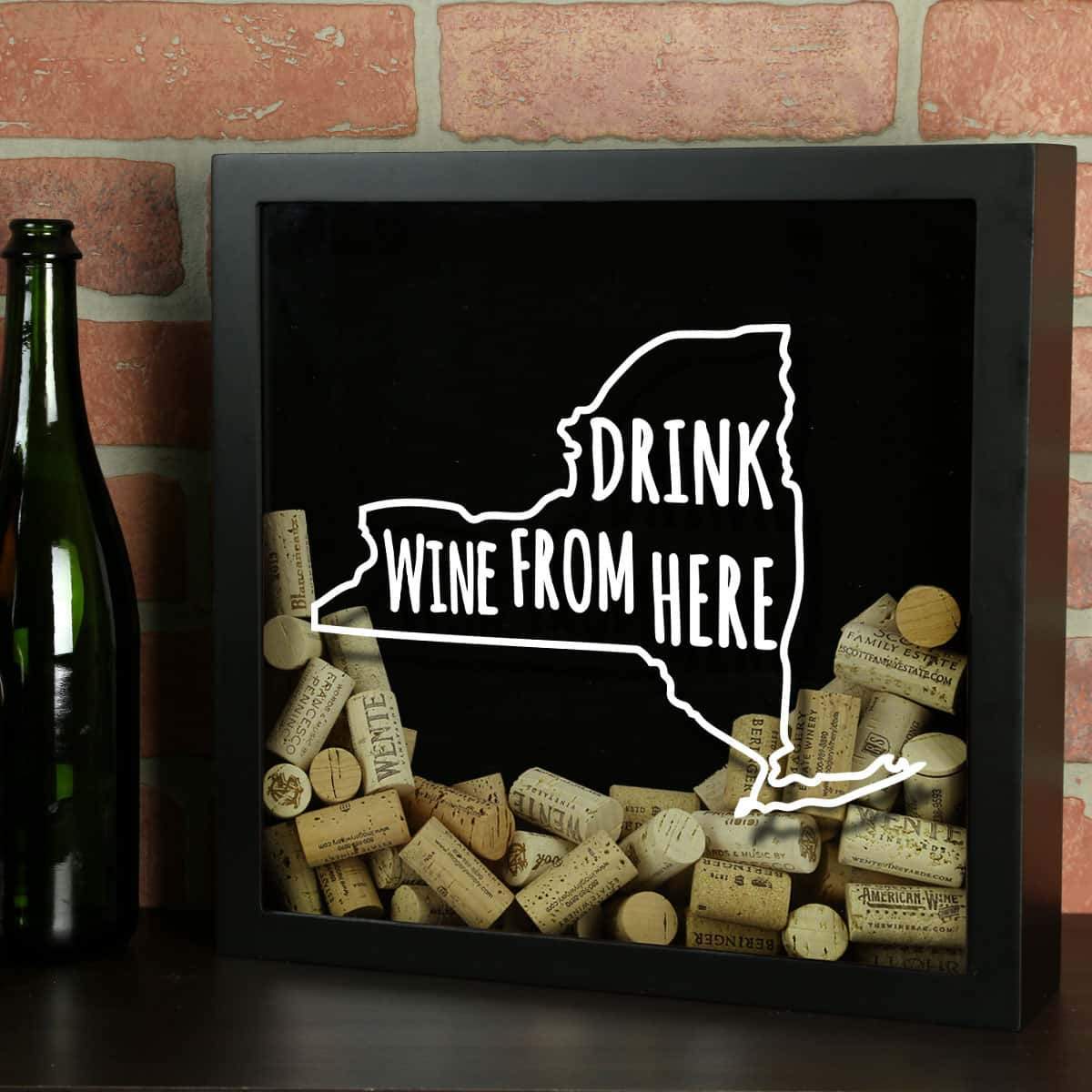 Torched Products Shadow Box Black New York Drink Wine From Here Wine Cork Shadow Box (795770749045)