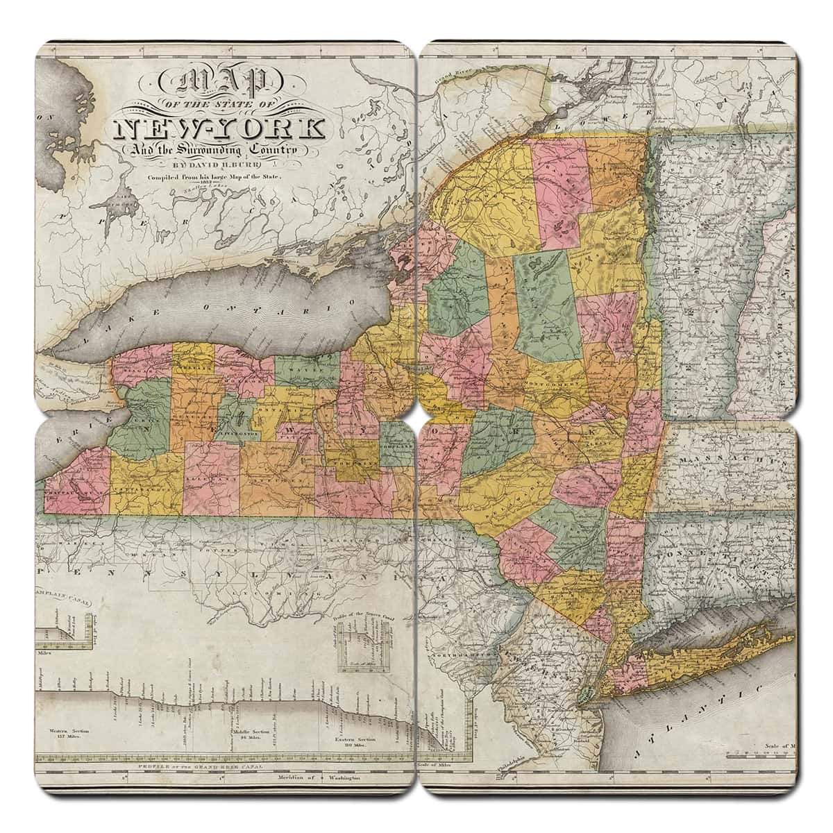 Torched Products Coasters New York Old World Map Coaster (790595371125)