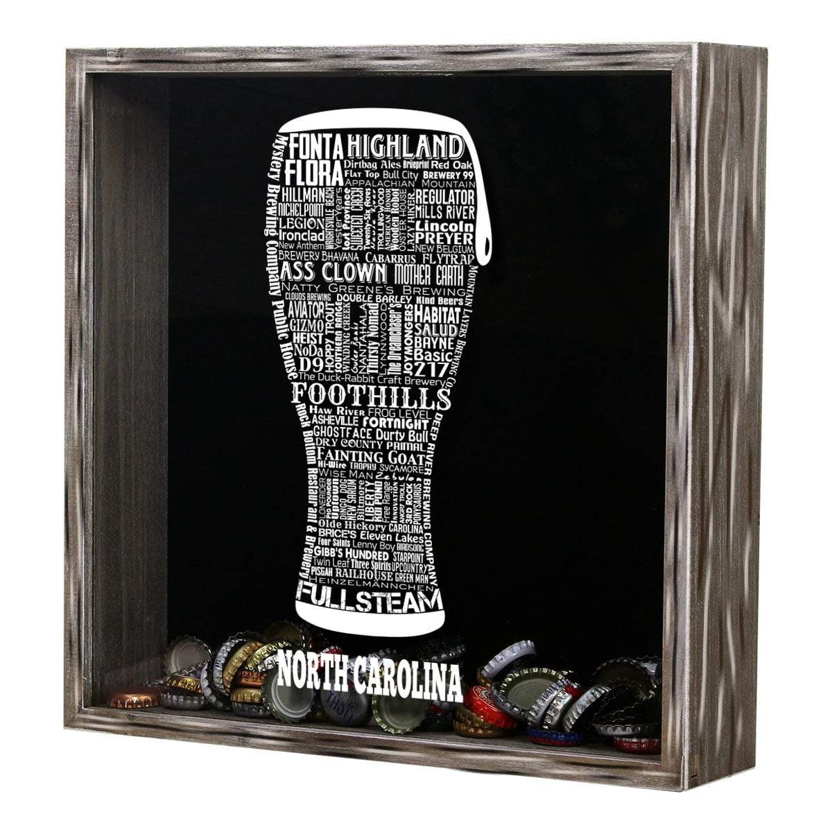 Torched Products Shadow Box North Carolina Beer Typography Shadow Box (779428888693)