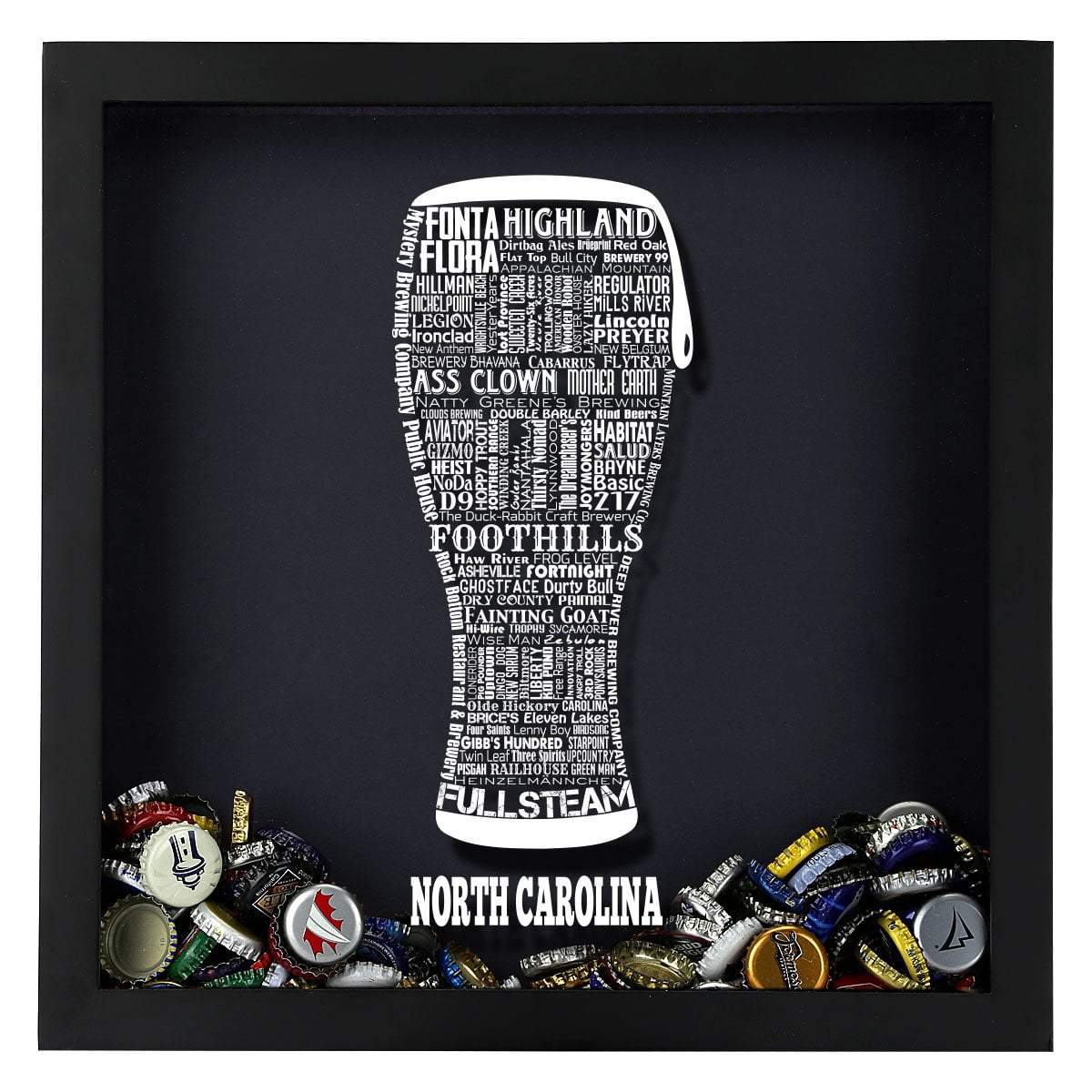 Torched Products Shadow Box North Carolina Beer Typography Shadow Box (779428888693)