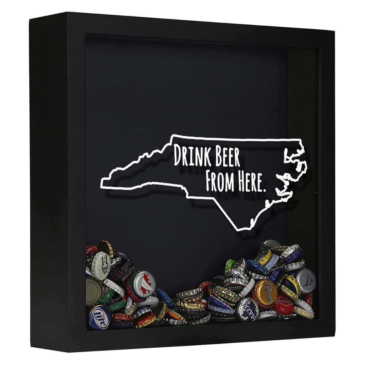 Torched Products Shadow Box Black North Carolina Drink Beer From Here Beer Cap Shadow Box (781179650165)