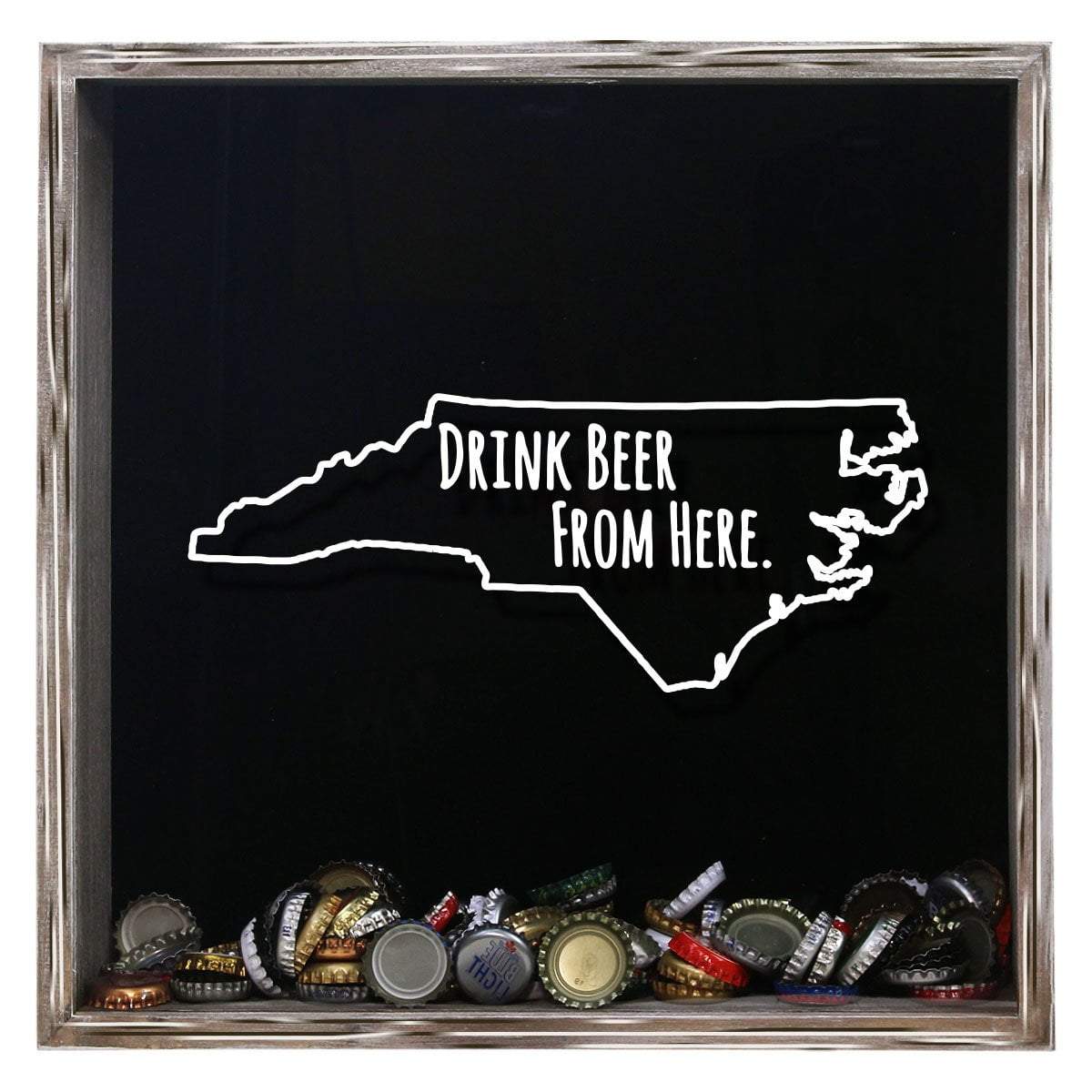 Torched Products Shadow Box Gray North Carolina Drink Beer From Here Beer Cap Shadow Box (781179650165)
