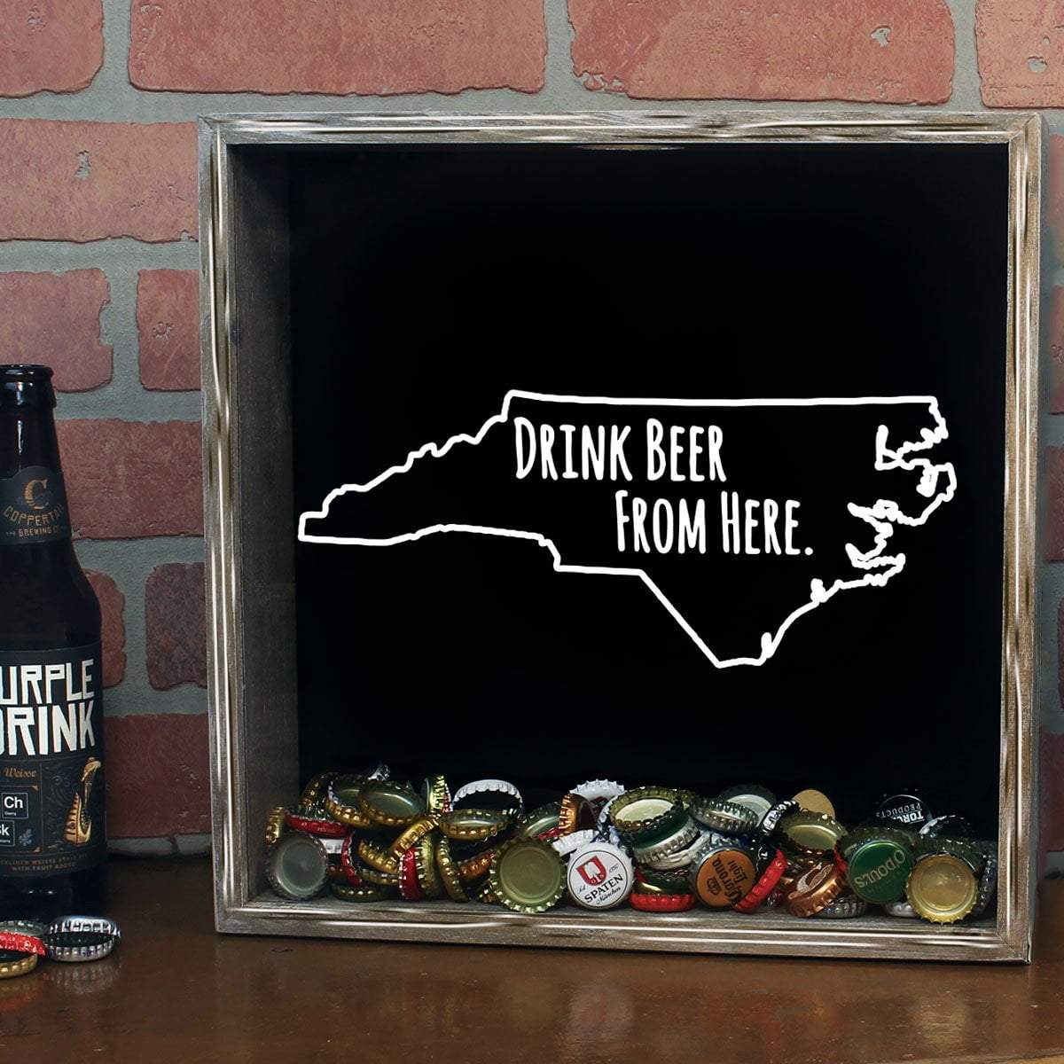 Torched Products Shadow Box North Carolina Drink Beer From Here Beer Cap Shadow Box (781179650165)