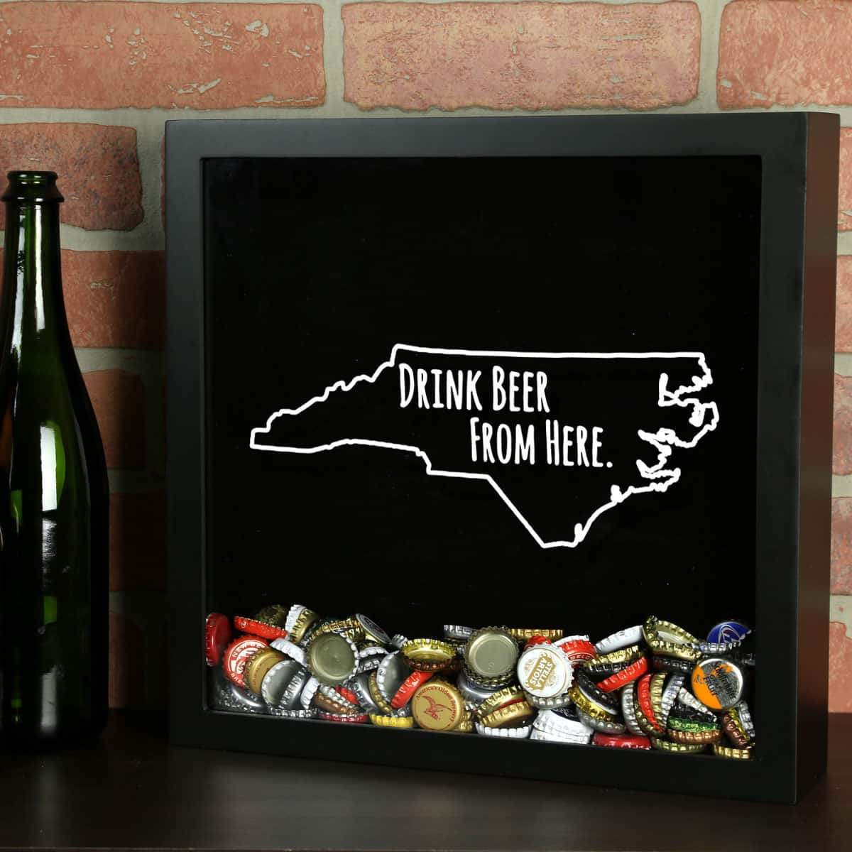 Torched Products Shadow Box Black North Carolina Drink Beer From Here Beer Cap Shadow Box (781179650165)