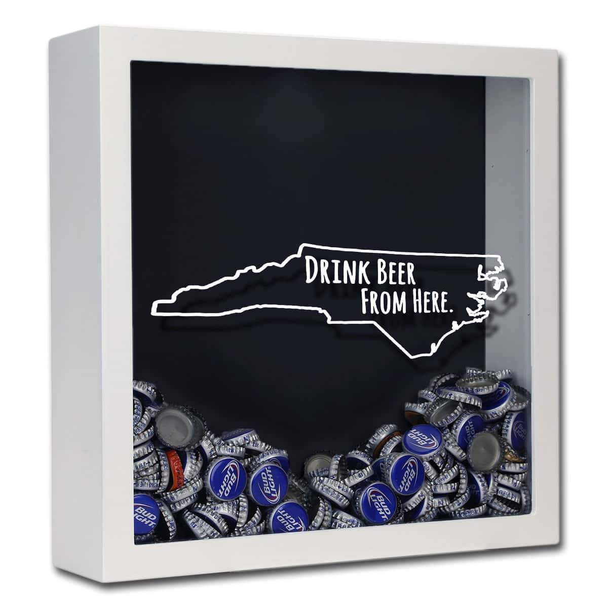Torched Products Shadow Box White North Carolina Drink Beer From Here Beer Cap Shadow Box (781179650165)