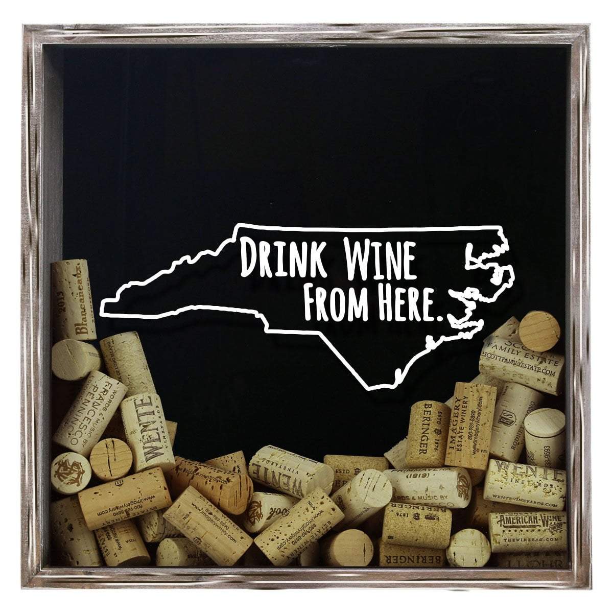 Torched Products Shadow Box Gray North Carolina Drink Wine From Here Wine Cork Shadow Box (795772584053)