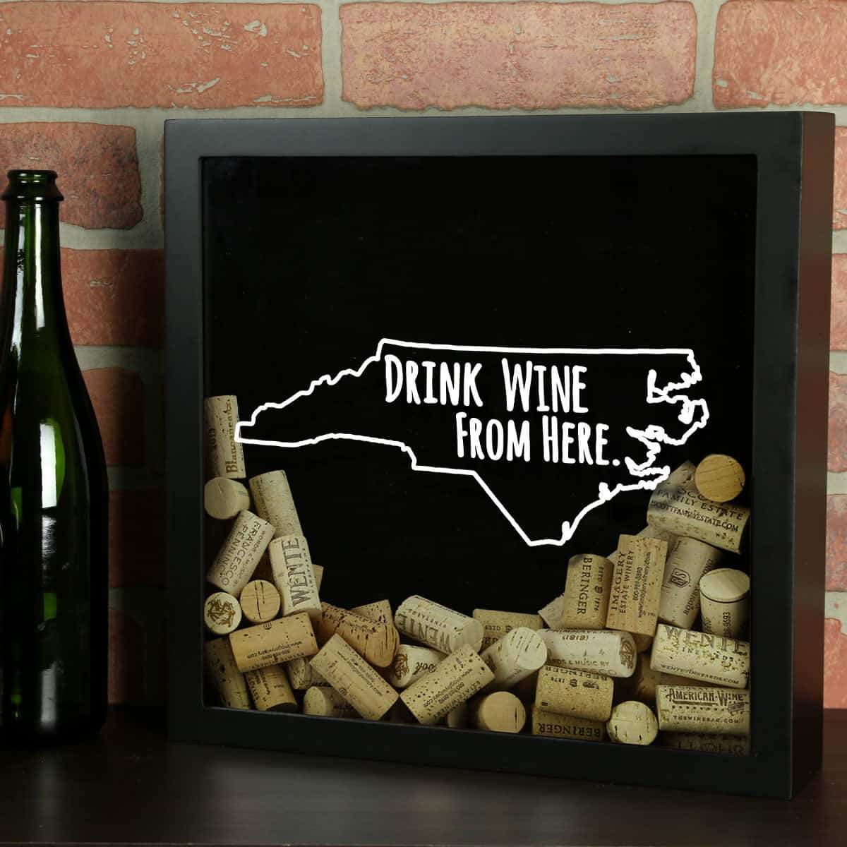 Torched Products Shadow Box North Carolina Drink Wine From Here Wine Cork Shadow Box (795772584053)