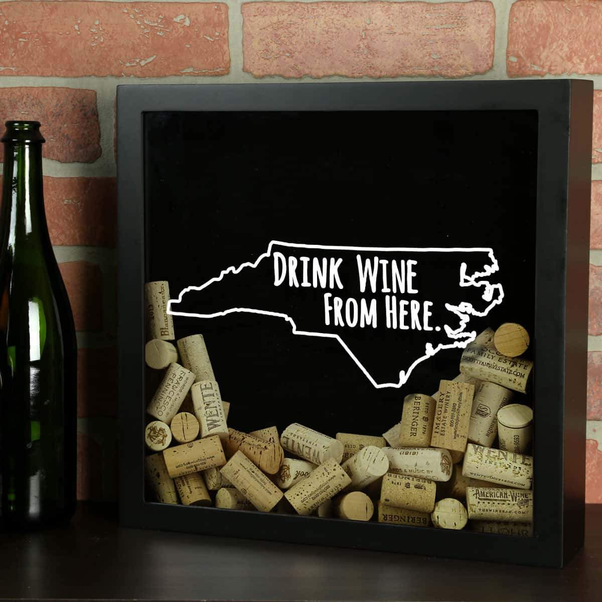 Torched Products Shadow Box Black North Carolina Drink Wine From Here Wine Cork Shadow Box (795772584053)