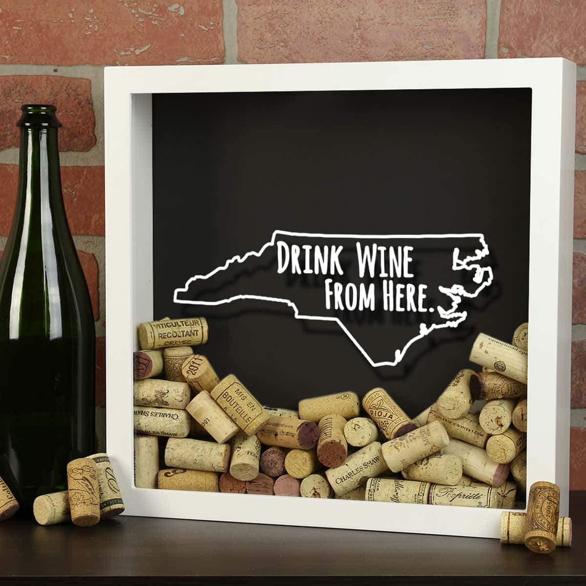Torched Products Shadow Box North Carolina Drink Wine From Here Wine Cork Shadow Box (795772584053)