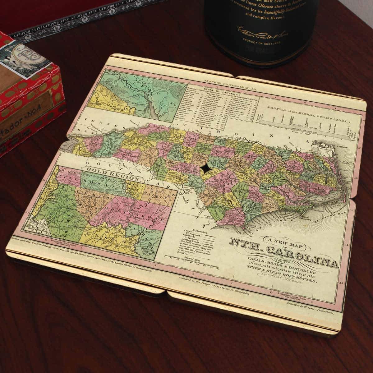 Torched Products Coasters North Carolina Old World Map Coaster (790594322549)