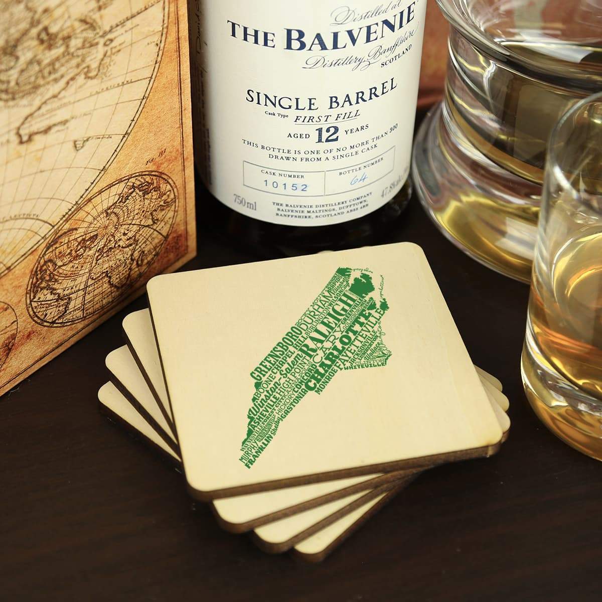 Torched Products Coasters North Carolina State Typography Coaster (787833749621)