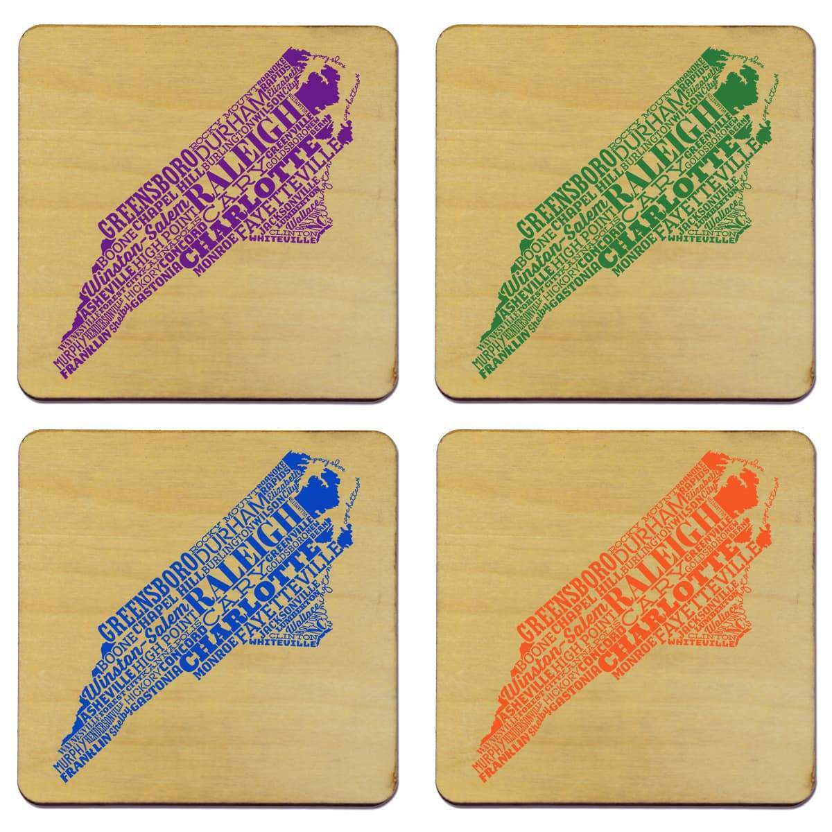 Torched Products Coasters North Carolina State Typography Coaster (787833749621)