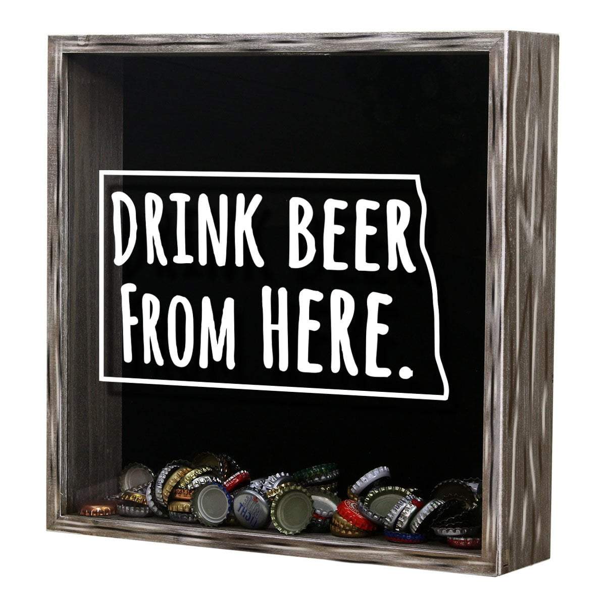 Torched Products Shadow Box North Dakota Drink Beer From Here Beer Cap Shadow Box (781181419637)