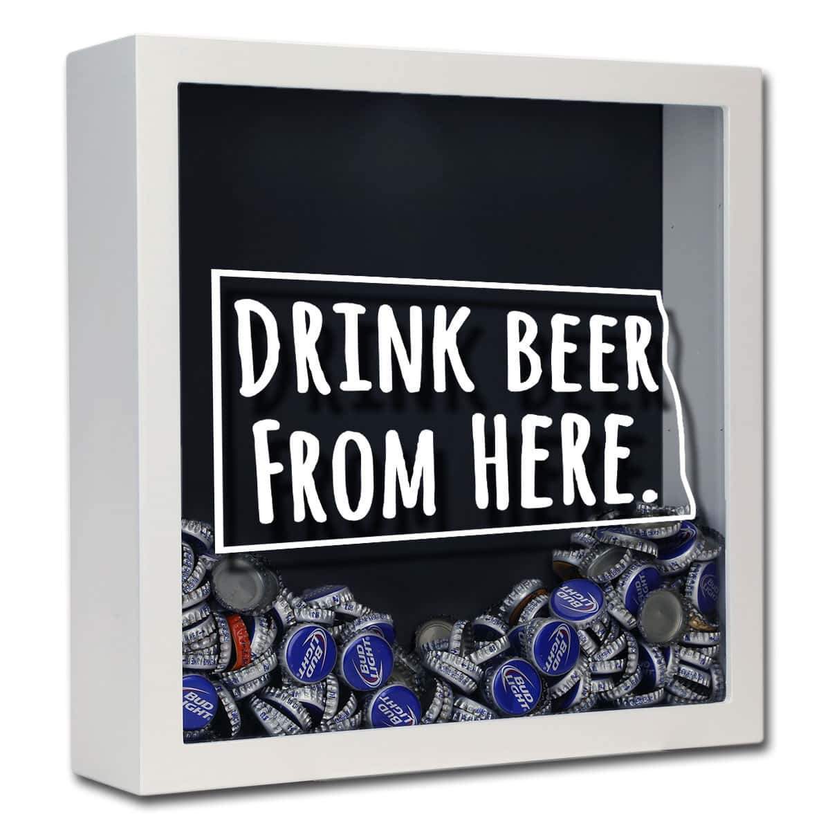 Torched Products Shadow Box White North Dakota Drink Beer From Here Beer Cap Shadow Box (781181419637)
