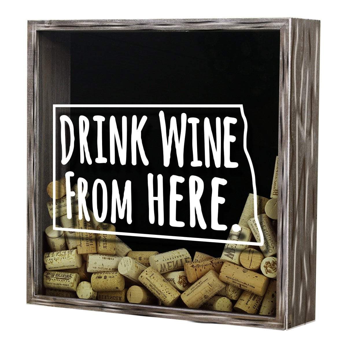 Torched Products Shadow Box North Dakota Drink Wine From Here Wine Cork Shadow Box (795773108341)