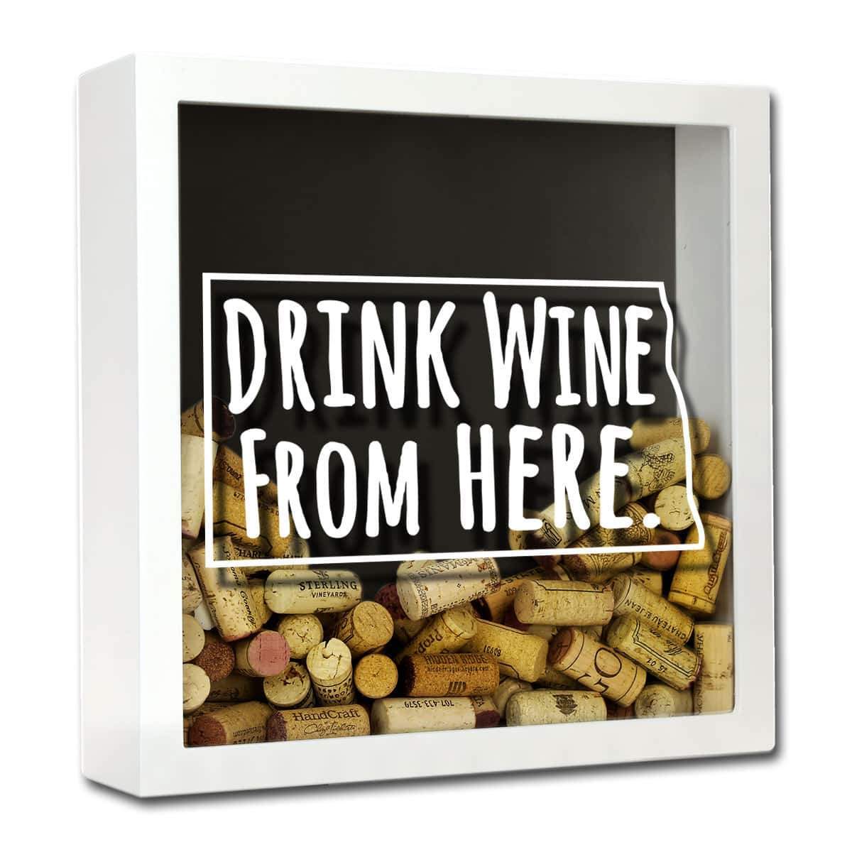 Torched Products Shadow Box White North Dakota Drink Wine From Here Wine Cork Shadow Box (795773108341)