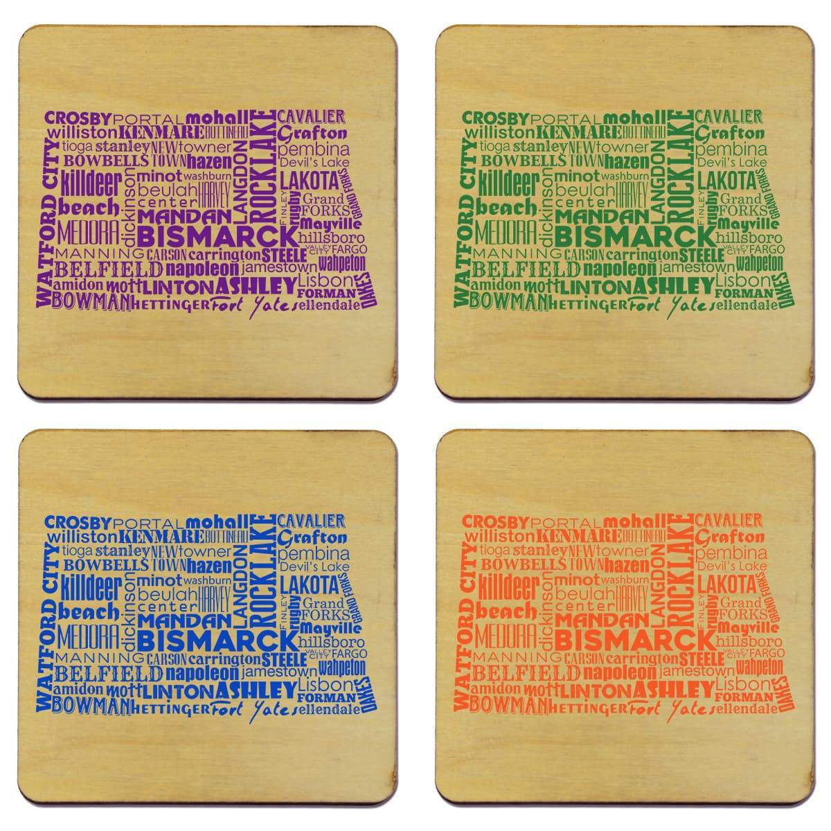 Torched Products Coasters North Dakota State Typography Coaster (787834994805)