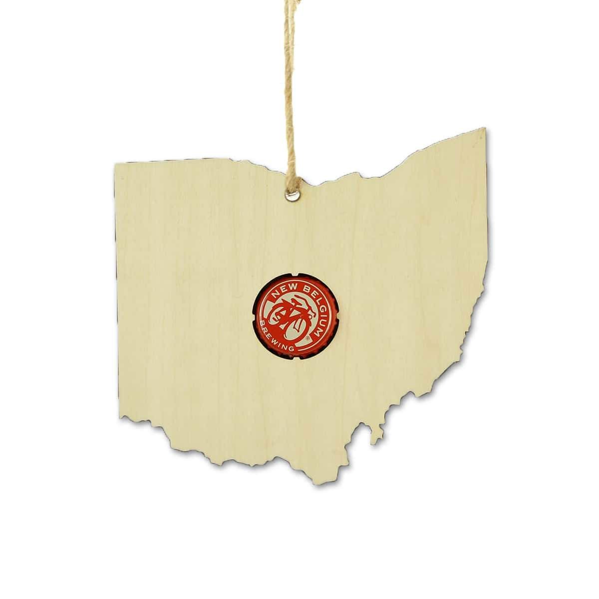 Ohio Beer Cap Map Ornaments