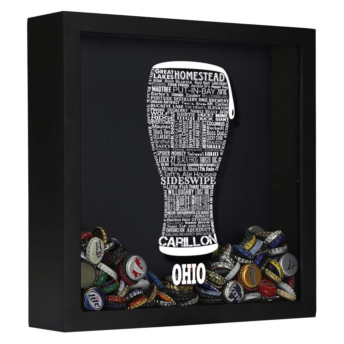 Torched Products Shadow Box Black Ohio Beer Typography Shadow Box (779431182453)