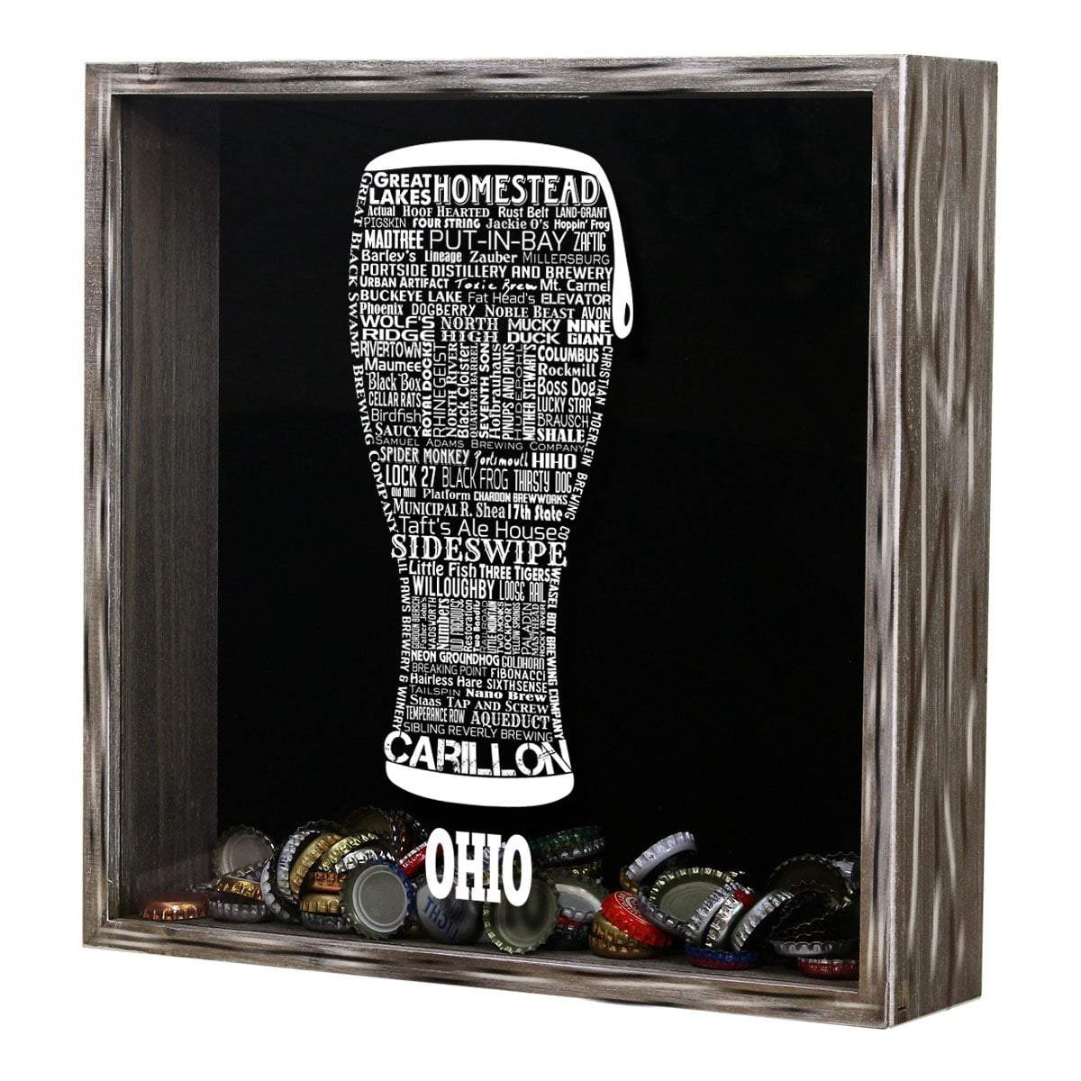 Torched Products Shadow Box Ohio Beer Typography Shadow Box (779431182453)