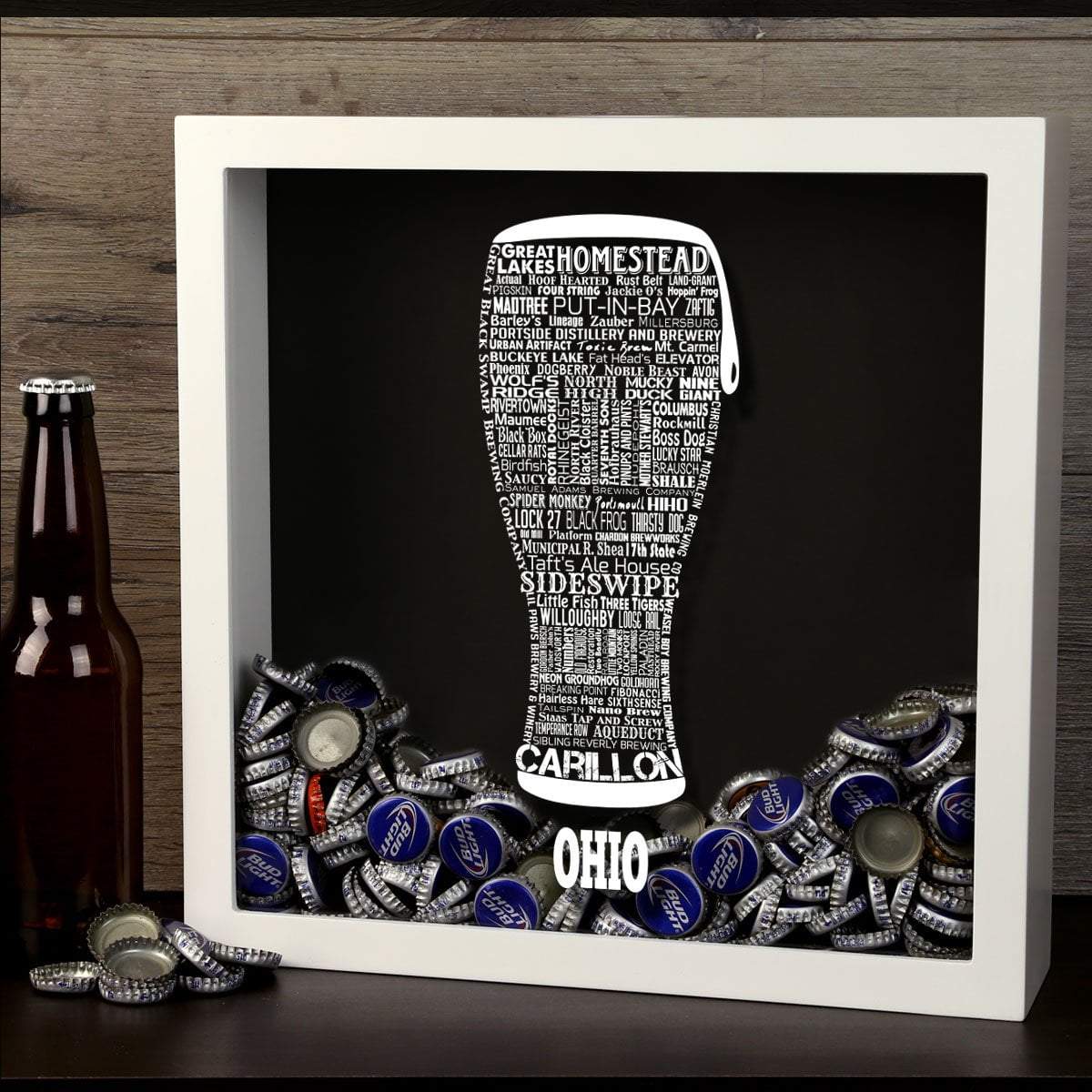 Torched Products Shadow Box Ohio Beer Typography Shadow Box (779431182453)