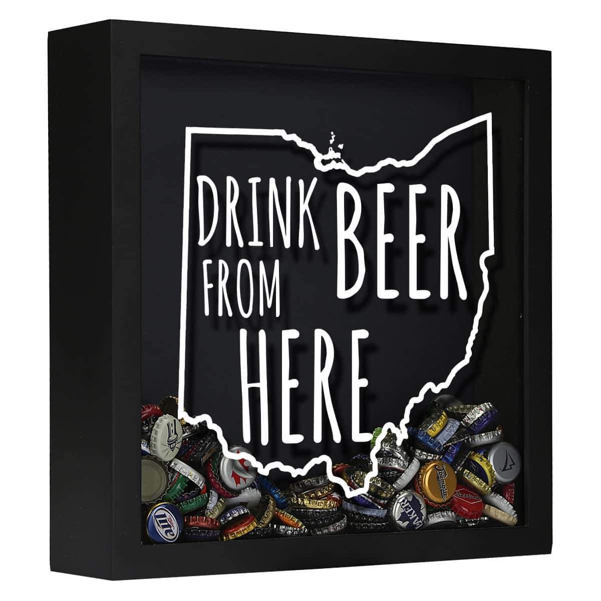 Torched Products Shadow Box Black Ohio Drink Beer From Here Beer Cap Shadow Box (781182697589)