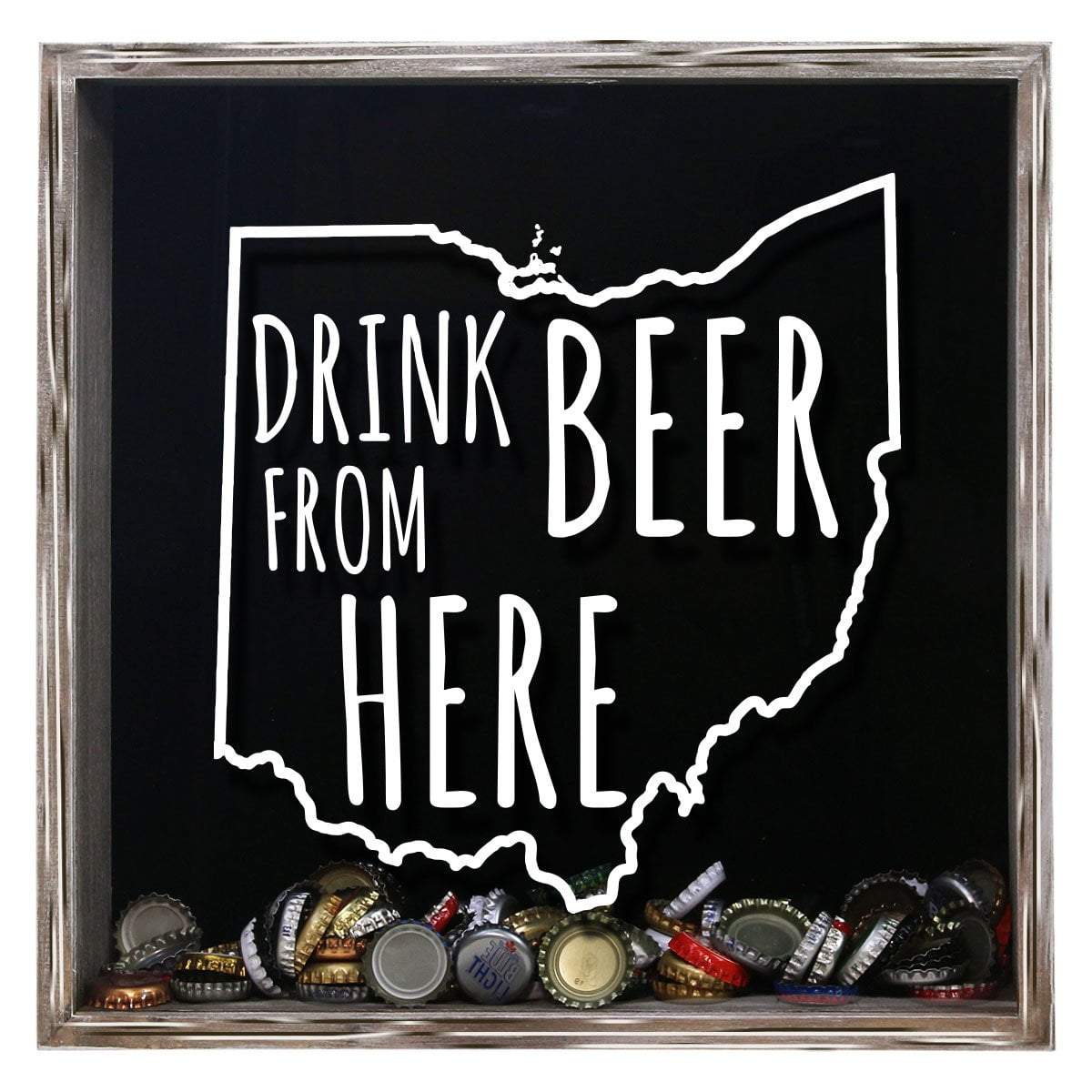Torched Products Shadow Box Gray Ohio Drink Beer From Here Beer Cap Shadow Box (781182697589)