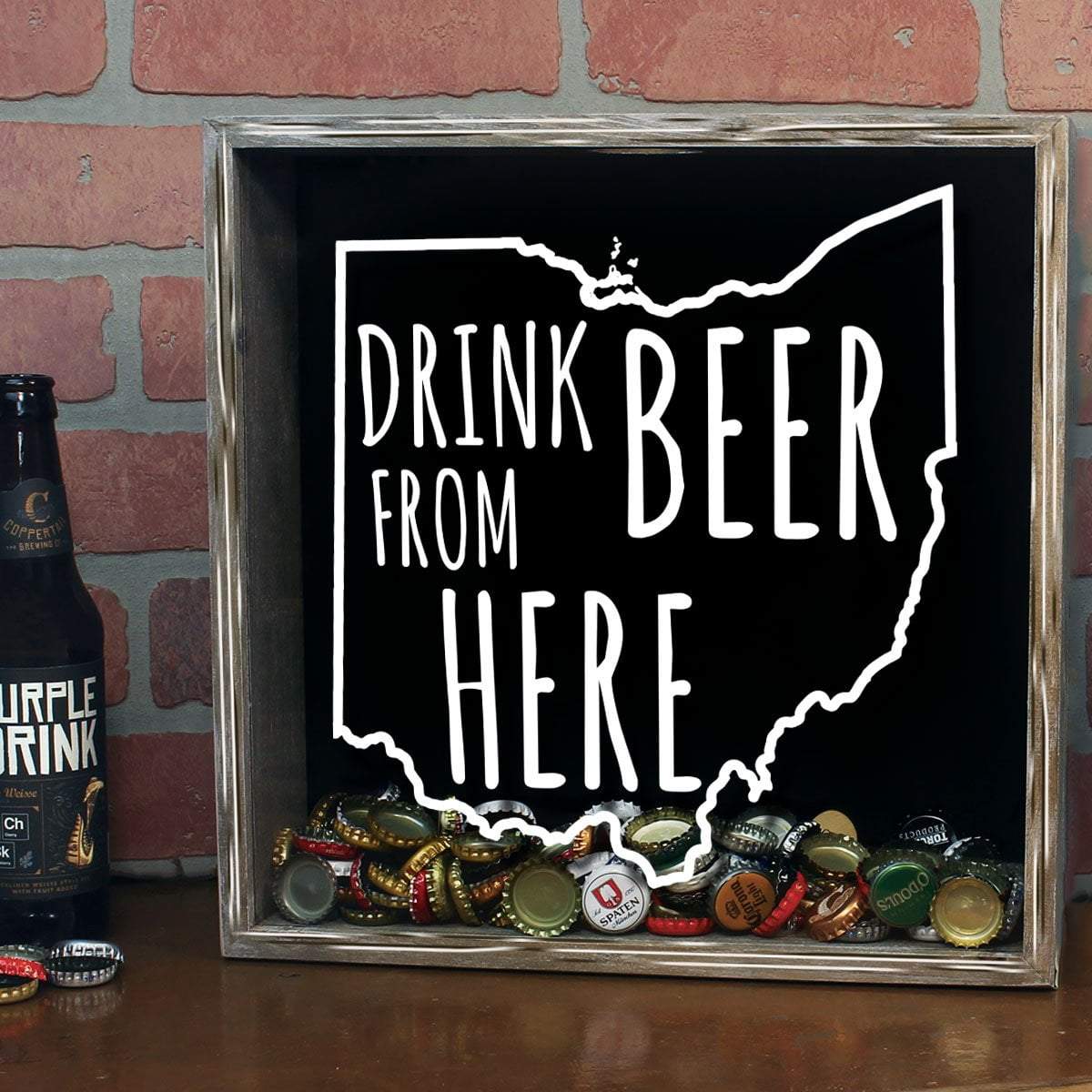 Torched Products Shadow Box Ohio Drink Beer From Here Beer Cap Shadow Box (781182697589)
