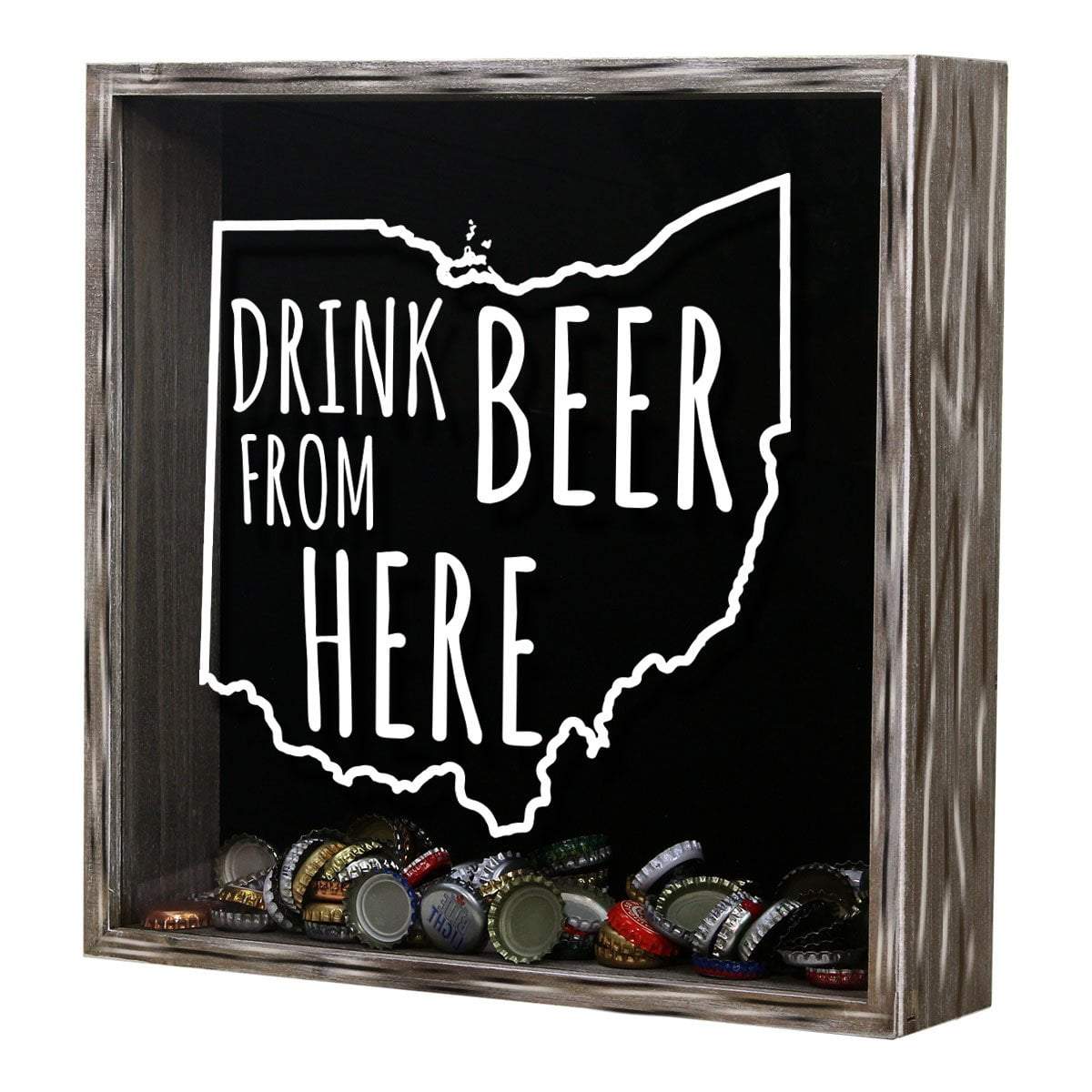 Torched Products Shadow Box Ohio Drink Beer From Here Beer Cap Shadow Box (781182697589)
