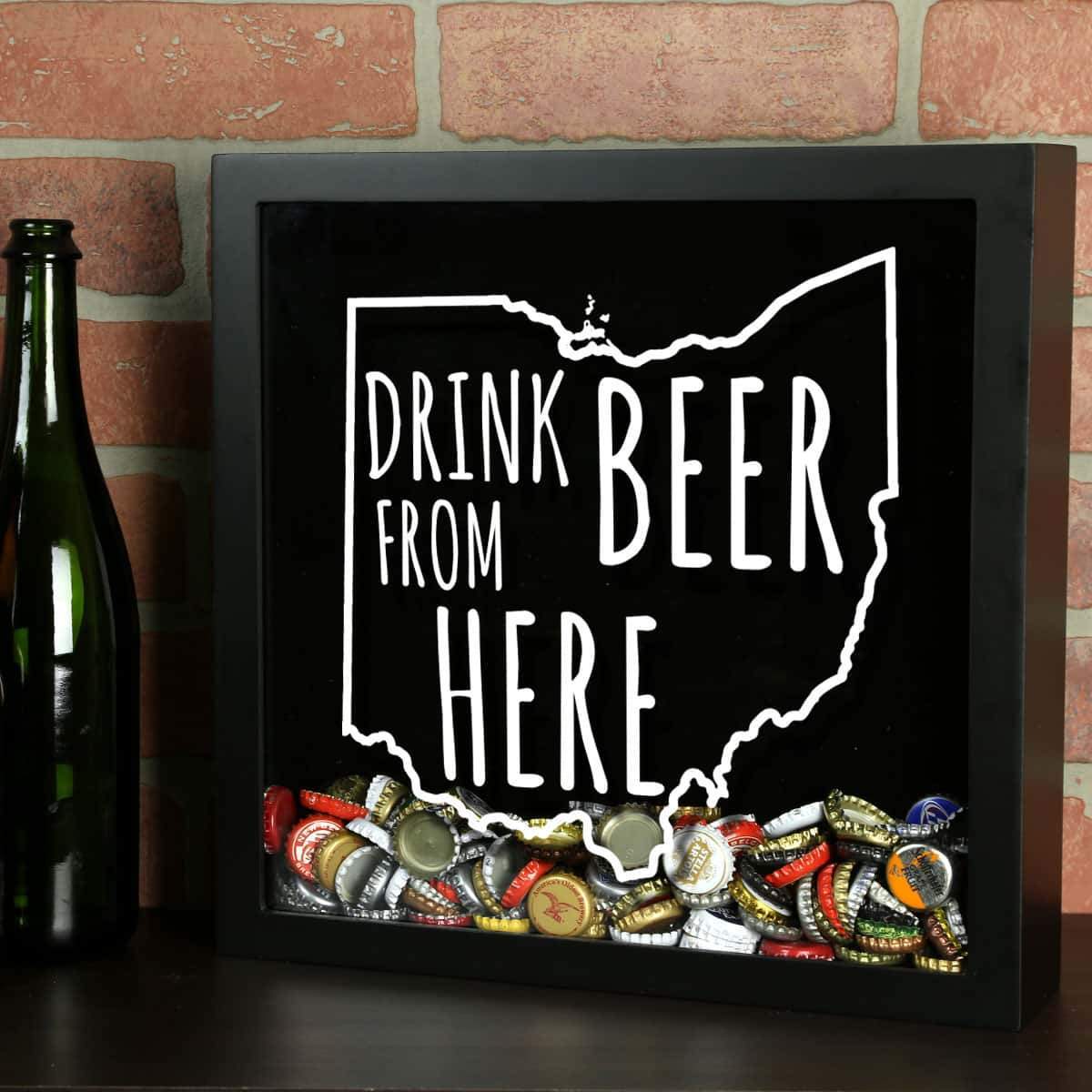 Torched Products Shadow Box Black Ohio Drink Beer From Here Beer Cap Shadow Box (781182697589)