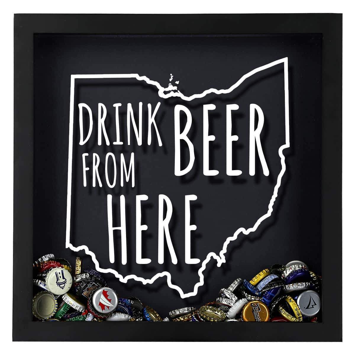 Torched Products Shadow Box Ohio Drink Beer From Here Beer Cap Shadow Box (781182697589)