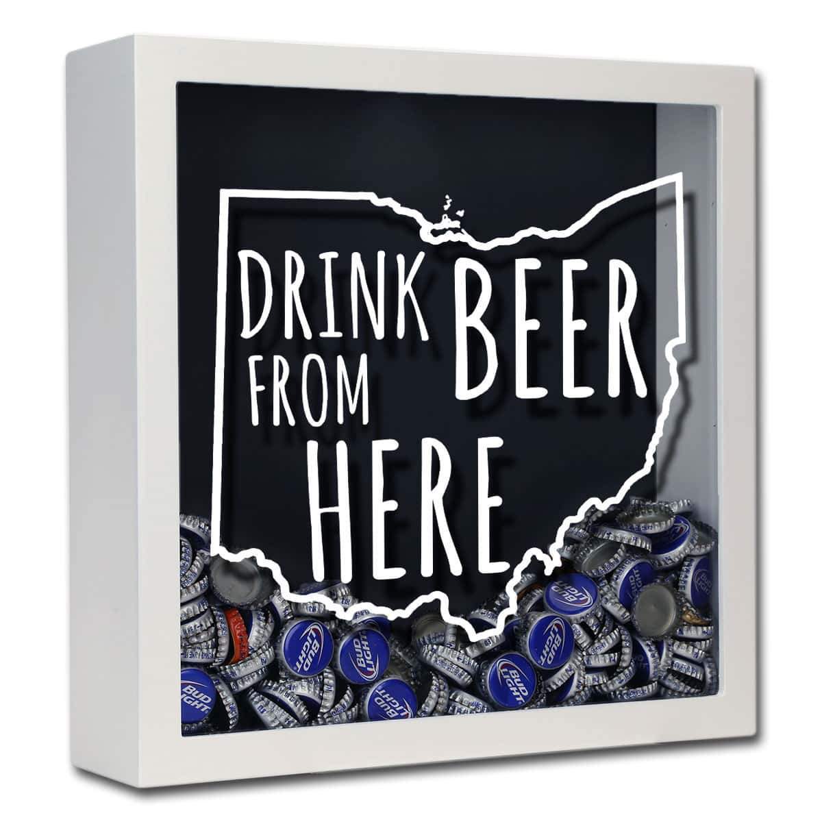 Torched Products Shadow Box White Ohio Drink Beer From Here Beer Cap Shadow Box (781182697589)